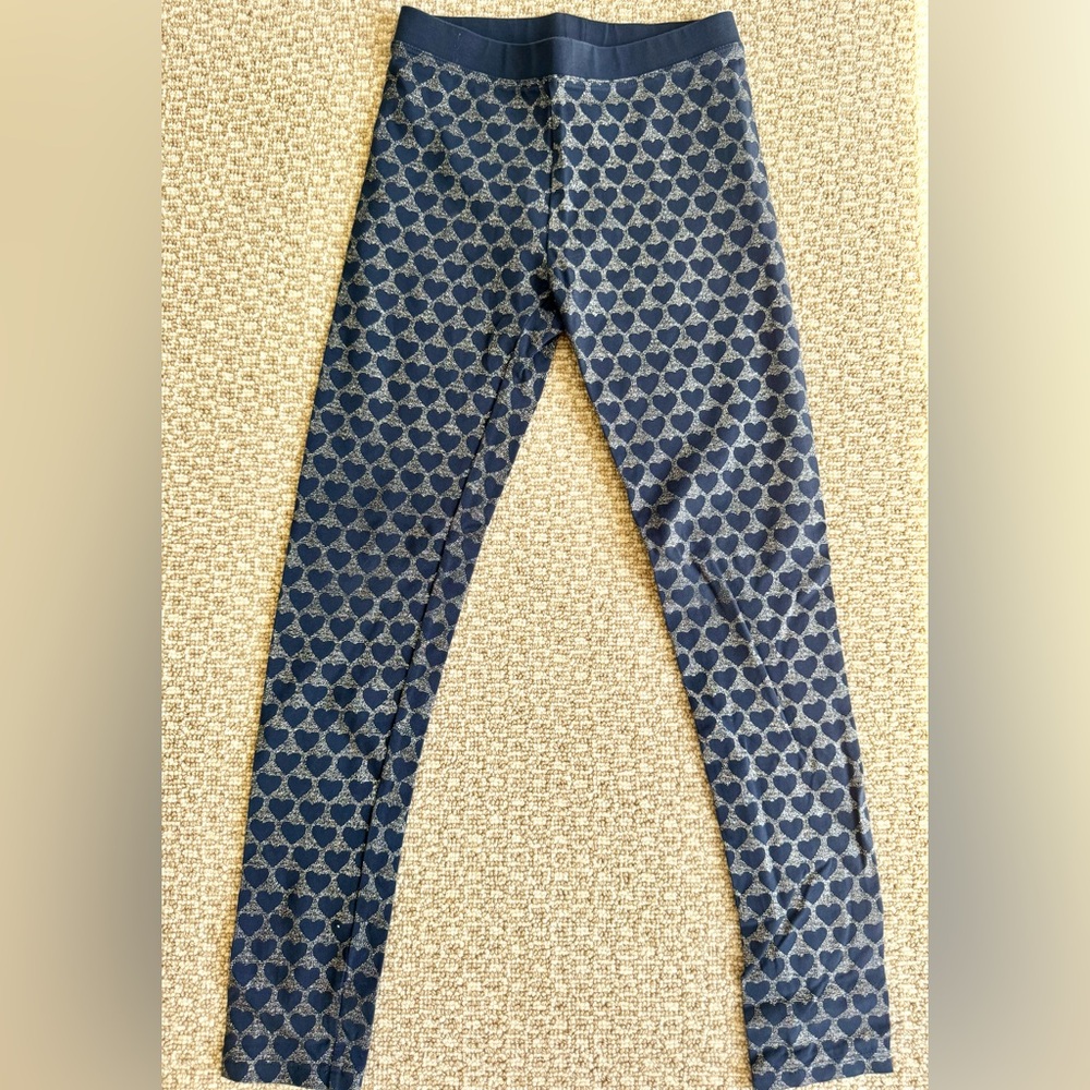 Crewcuts Navy Blue and Silver Heart Leggings